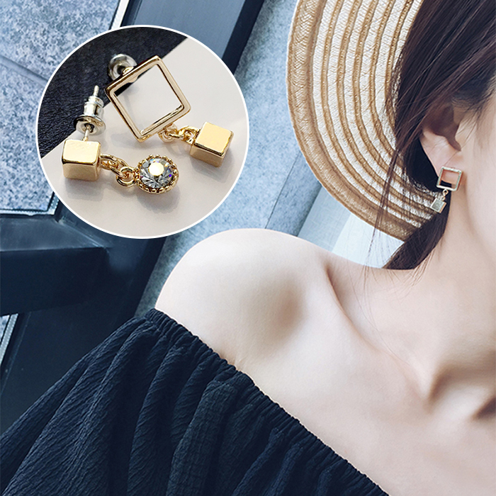 Model Korea Anting-anting Sederhana Kristal Elegan Anting Mutiara Ran