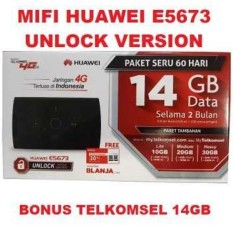 Modem MIFI Huawei E5673 + 14 GB Internet Telkomsel
