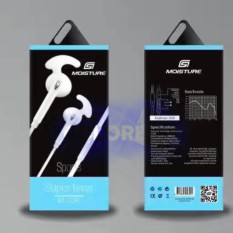 Moisture Handset Stereo untuk Oppo Xiaomi Samsung Handsfree Oppo Earphone Xiaomi Extra Boost Sound Headset Universal 3.5mm Jack - White