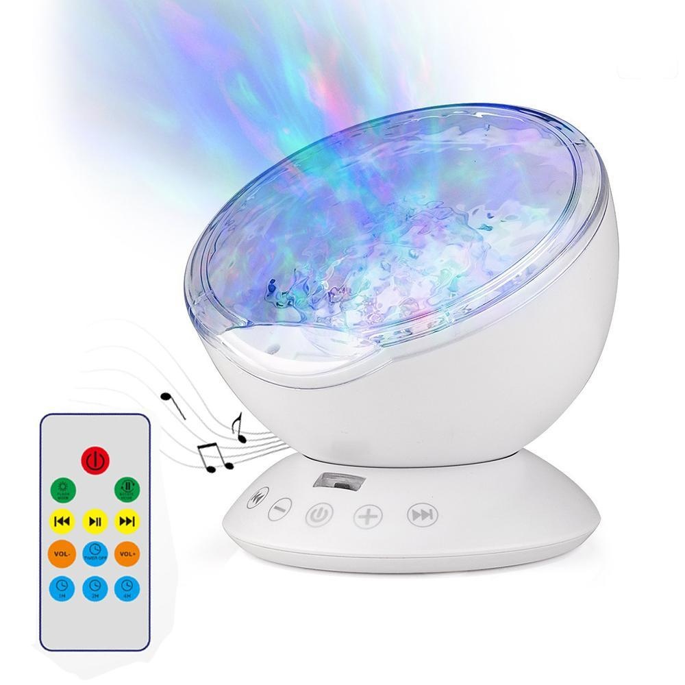 moob Remote Control Ocean Wave Projector Night Light With Built-in Mini Music Player 12 LED Beads, 7 Colorful Light Modes For Kids Adults Bedroom Living Room - intl