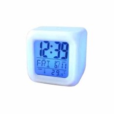Moody Digital Clock / Jam Weker Kotak / Hiasan Lampu Meja 7 Warna