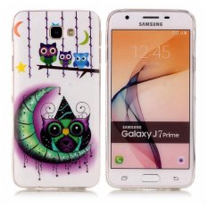 Moon Owl Noctilucent TPU Lembut Kantong Gas Belakang Case Cover untuk Samsung GALAXY J7 Prime Case-Intl