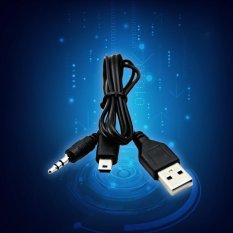 Moonar 2 In 1 USB Mini USB 5 Pin + 3.5 Mm Kabel AUX untuk Portable Speaker-Intl