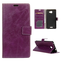 Moonmini Case for Alcatel OneTouch Flash Plus 2 Crazy Horse Pattern Leather Case Flip Stand Cover - Purple - intl
