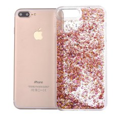 Moonmini Case untuk iPhone 7 Case Diamond Lumpur Case PC Bening Keras Penutup Belakang TPU Side-Merah + Merah Muda