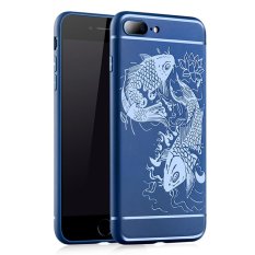 Moonmini Case untuk Iphone 7 Plus 3d Relief Carp Pola Sarung Lunak Silikon-Safir Biru-Intl