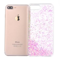 Moonmini Case untuk iPhone 7 Plus Case Diamond Lumpur Case PC Bening Keras Penutup Belakang TPU Side-Berwarna Merah Muda-Internasional
