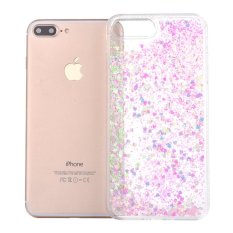 Moonmini Case untuk iPhone 7 Plus Case Diamond Lumpur Case PC Bening Keras Penutup Belakang TPU Sisi-Pink + Silver-Internasional