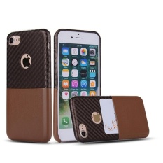 Moonmini Case untuk iPhone 8 Premium Pelindung Kulit PU Case Cover dengan Slot Kartu Kredit (Kopi)