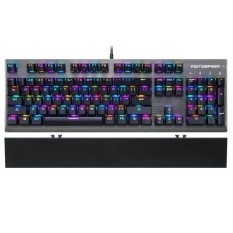 Motospeed CK108 Keyclick Mekanis Keyboard 16.8 Juta Warna RGB Permainan Keyboard USB Berkabel Keyboard To Desktop Laptop Buah, hitam-Internasional