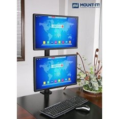 Gunung-itu Dual Vertikal Monitor Desk Mount, Vertical Array Cocok 17 20 24 27 LCD LED Layar Komputer, VESA 75x75 100x100, Hitam (MI-768)-Intl