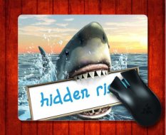 MousePad Yang Shark Memegang Papan Iklan Di Mulutnya. Copy-SPA untuk 240*200*3mm Mouse Mat Gaming Mice Pad-Intl