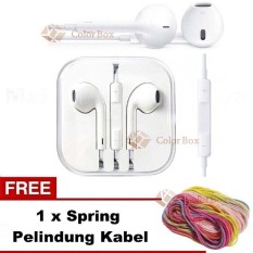 MR (BONUS KABEL PELINDUNG KABEL) handfree mp3 earphone Headset Handsfree dengan Mic compatible untuk smartphone jenis ios dan smartphone android lainnya dengan colokan audio jack 3.5mm- putih