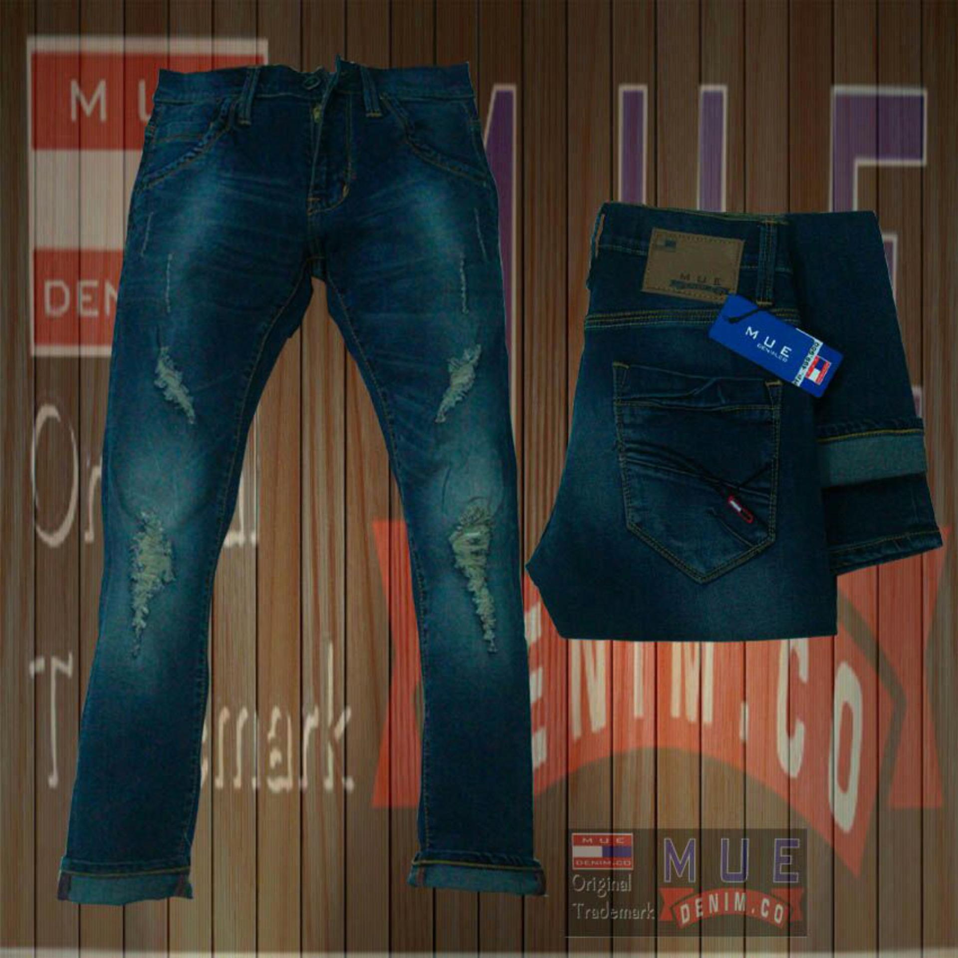MUE DENIM.CO CELANA PANJANG PRIA MODEL SOBEK BAHAN SOFT JEANS STREETS PANTS TERBARU