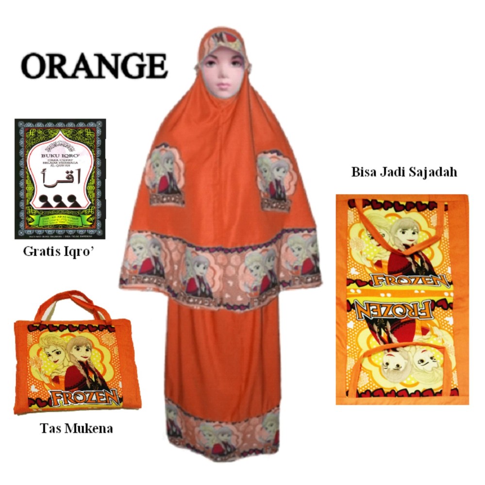 Mukena Anak Frozen Katun + Tas Mukena Bisa Jadi Sajadah - Bonus Buku Iqro'
