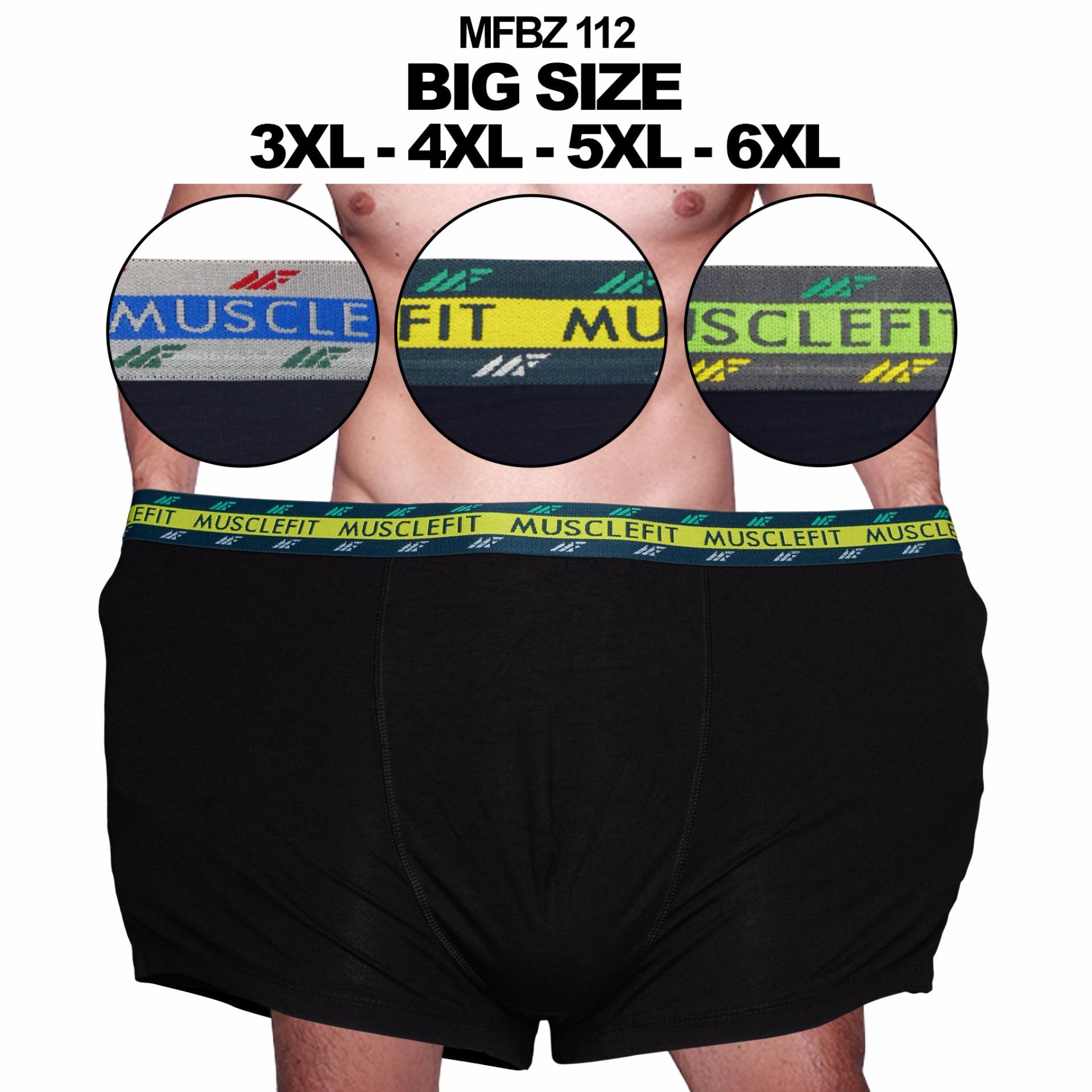 Muscle Fit Celana Dalam Pria MFBZ-112 Big Size Boxer 3XL-4XL-5XL-6XL - 1 pcs - Hitam