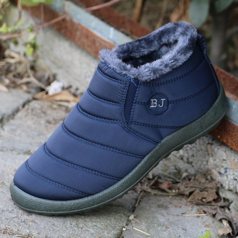 Musim Dingin Hangat Lapisan Wol Flat Memakai Pergelangan Kaki Sepatu Bot Salju untuk Women Navy-Intl