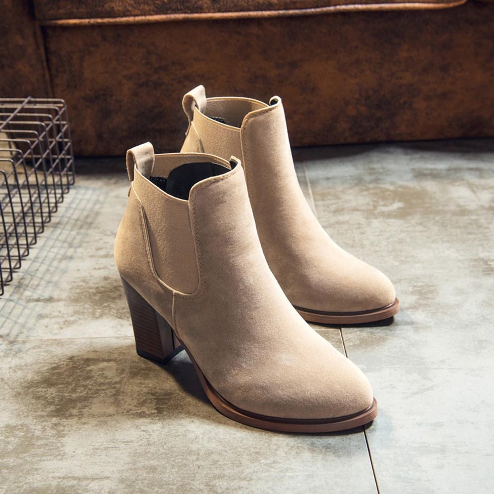 Musim Gugur Musim Dingin Boots Square High Heel Ankle Booties Abkle Knot Winter Sepatu KH/35