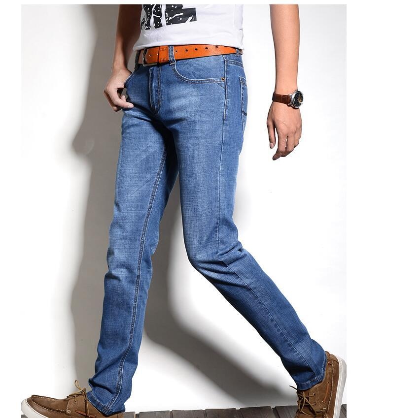 Musim Semi Musim Panas Pria Kain Katun Stretch Jeans Ramping Casual Straight Pria Celana Denim Celana-Intl