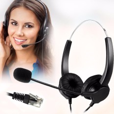 M. Way RJ11 Kebisingan Membatalkan Binaural Headset Headphone Call Center-Intl