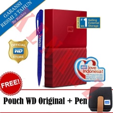 WD My Passport New Design 4TB/2.5Inch/USB3.0 - Merah + Free Pouch + Pen