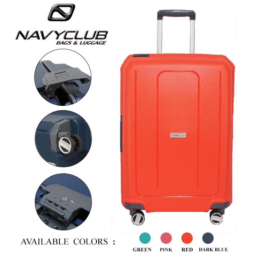 Navy Club New Arrival Tas Koper Frame Hardcase Fiber - PP 4 Roda Putar Kunci TSA - CHGJ Size 28 Inch - Red