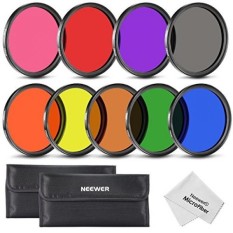 Neewer 58mm Lengkap Warna Lens Filter Set (9 Pcs) untuk Lensa Kamera dengan 58mm Filter Thread-Termasuk: Merah, Oranye, Biru, Kuning, Hijau, Coklat, Ungu, Pink dan Abu-abu Filter + Filter Carry Pouch + Kain Pembersih Lensa Microfiber-Intl
