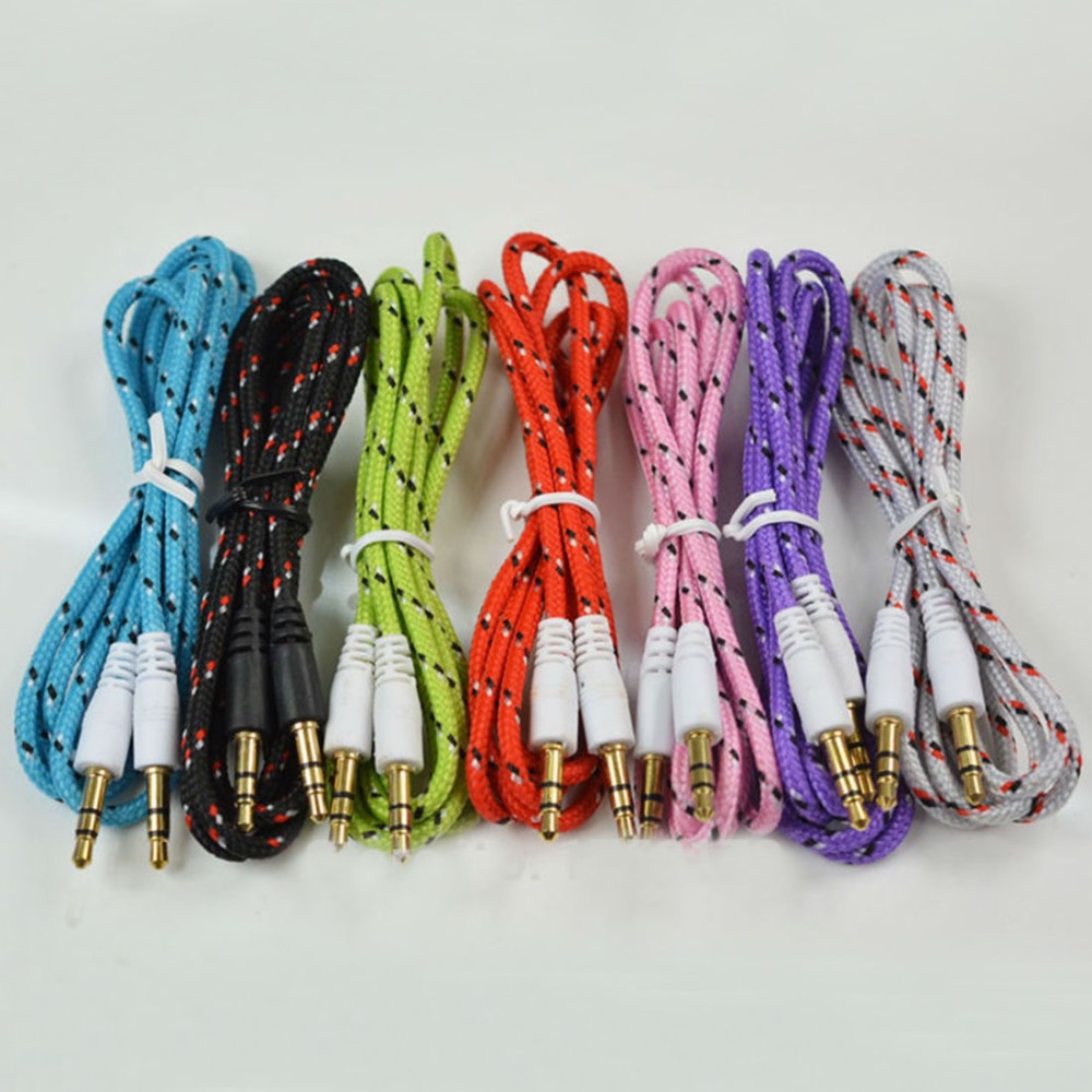 Baru Arrival 1 M Universal Tenun 3.5 Mm Pria untuk 3.5 Mm Pria Kabel Stereo Audio Kabel AUX Mendongkrak untuk mendongkrak untuk Buah Telepon MP3 MP4 Headphone-Internasional