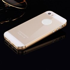 Baru Dilepas Cermin Logam Aluminium Cover Case Kulit untuk IPhone 5 5 S Emas-Intl