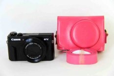 Baru Fashion untuk Canon PowerShot G7X Mark 2 G7X II G7X2 Kamera Digital PU Leather Coffee Kamera Cover + Strap (Rose Red)
