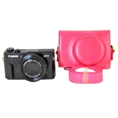 Baru Fashion untuk Canon PowerShot G7X Mark 2 G7XIIG7X2 Digital Kamera PU Kulit Tas Kamera + Tali (Rose) -Intl