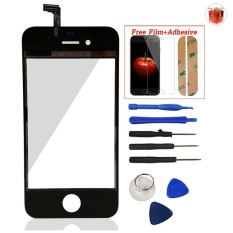 Baru Lensa Kaca Depan + Layar Sentuh Digitizer Panel Perbaikan LENSA (No LCD) untuk Apple IPhone 4 4g 4 S Bagian Lensa Sensor FLEX Kabel Capacitive + Alat Gratis + Free Adhesive + Screen Protector-Intl