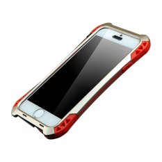 New R-just Aluminum Metal Shockproof Dust/dirt-Proof Case Gorilla Glass Silicon Rubber Metal Frame Bumper Military Heavy Duty Premium Protection Armor Case For IPhone SE/5s/5 - Gold & Red - intl