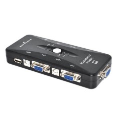 Baru USB 2.0 KVM 4 Port SVGA VGA Keyboard Mouse Switch Box MonitorSharing USB Printer USB Scanner USB Flash Drive USB HUB-Intl