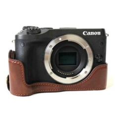 Terbaru Camera Bag Case untuk Canon EOS M6 PU Kulit Setengah Tubuh SetCover-Intl