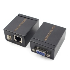 Terbaru Pemanjang VGA Perempuan untuk Cat5 Cat6/7 RJ45 Adaptor Eternet Amplifier Pemanjang VGA Hitam-Intl