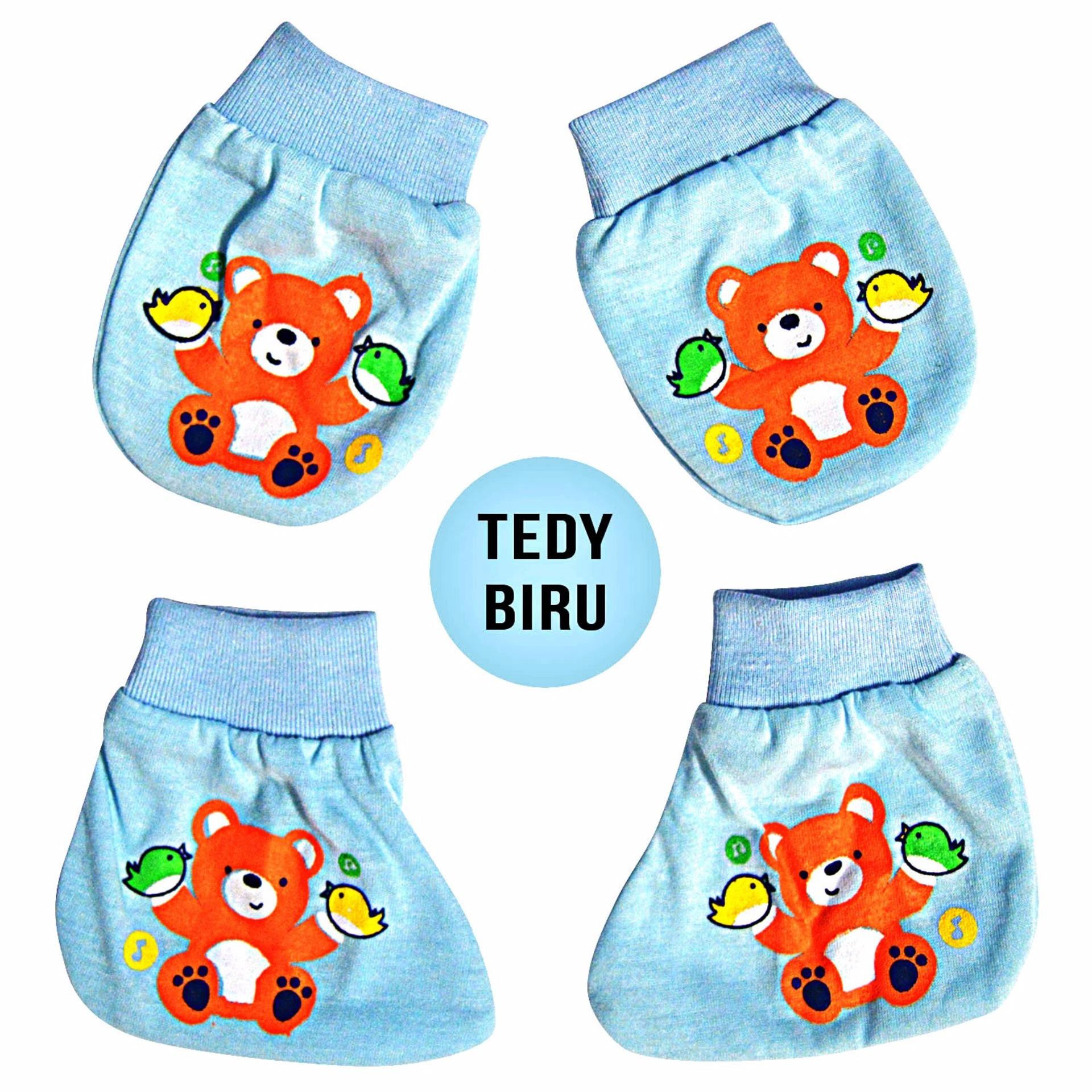 Nice Baby Set Sarung Tangan dan Sarung Kaki Bayi Motif Tedy - Biru