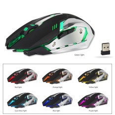 NiceEshop 2.4g Wireless Gaming Mouse, NiceEshop (TM) 2400 Dpi Adjustable Ergonomic Game Komputer Tikus Motherboard Mouse dengan 7 Warna Pernapasan Lampu Latar-Internasional