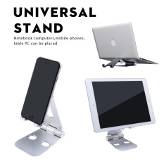 NiceEshop Adjustable Tablet Stand, Aluminium Multi-angle Dilipat Universal Stand Holder untuk IPhone/iPad/Tablet/Ponsel/Kindle/Macbook /laptop, Silver-Intl