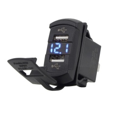 NiceEshop Dual USB Charger Soket Listrik, Universal Rocker Style Car USB Charger dengan Blue LED Light untuk Mobil Rocker Switch Panel-Intl
