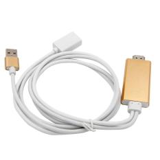 niceEshop Female USB Lightning To HDMI Cable Adapter, OXOQO Converter For Apple IPhone IPad, Gold (iOS 8.0 Or Above) - intl