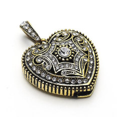 NiceEshop Emas dan Putih 8 GB Klasik Diamond Kristal Hati Bentuk USB Flash Drive dengan Kalung