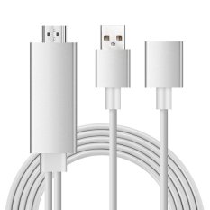 NiceEshop Lightning For HDMI Kabel Adaptor, Petir Digital AV Adaptor untuk IPhone IPad smartphone Samsung-Plug And Play Lightning MHL For Kabel HDMI High- Kecepatan 1080 P HDTV (Perak + Putih)