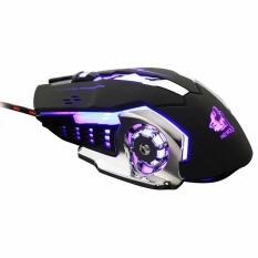 NiceEshop Diam Wired LED Light 4000 DPI Optik USB Ergonomis Pro Gamer Gaming Mouse Pelat Logam (Hitam Diam Versi) -Intl