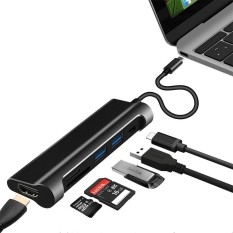 niceEshop USB C Hub, 6-in-1 Type C Hub With 4K HDMI Port, USB C Charging Port, 2 USB 3.0 Ports And SD TF Card Reader And PD For Laptops And More Type C Devices (Black) - intl