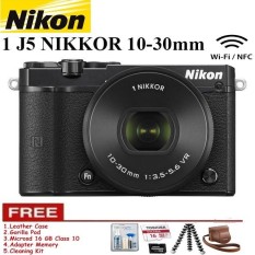 NIKON 1 J5 (BLACK) WiFi 4K Mirrorless Camera VR 10-30mm Lens Free Memory 16GB + Leather Case + Gorilapod + Cleaning Kit Garansi Resmi