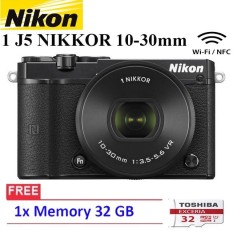 NIKON 1 J5 (BLACK) WiFi 4K Mirrorless Camera VR 10-30mm Lens Free Memory 32GB Garansi Resmi