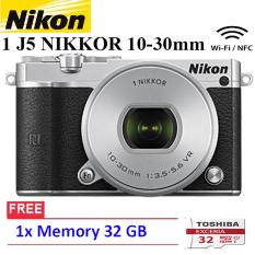 NIKON 1 J5 (Silver) WiFi 4K Mirrorless Camera VR 10-30mm Lens Free Memory 32GB Garansi Resmi