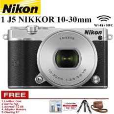 NIKON 1 J5 (SILVER) WiFi 4K Mirrorless Camera VR 10-30mm Lens Free Memory 32GB + Leather Case + Gorilapod + Cleaning Kit Garansi Resmi