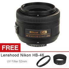 Nikon AF-S DX 35mm f/1.8G, Free UV Filter 52mm dan Lenshood HB-46